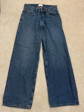 Motel Rocks Wide-Leg Jeans in Dark Blue Wash